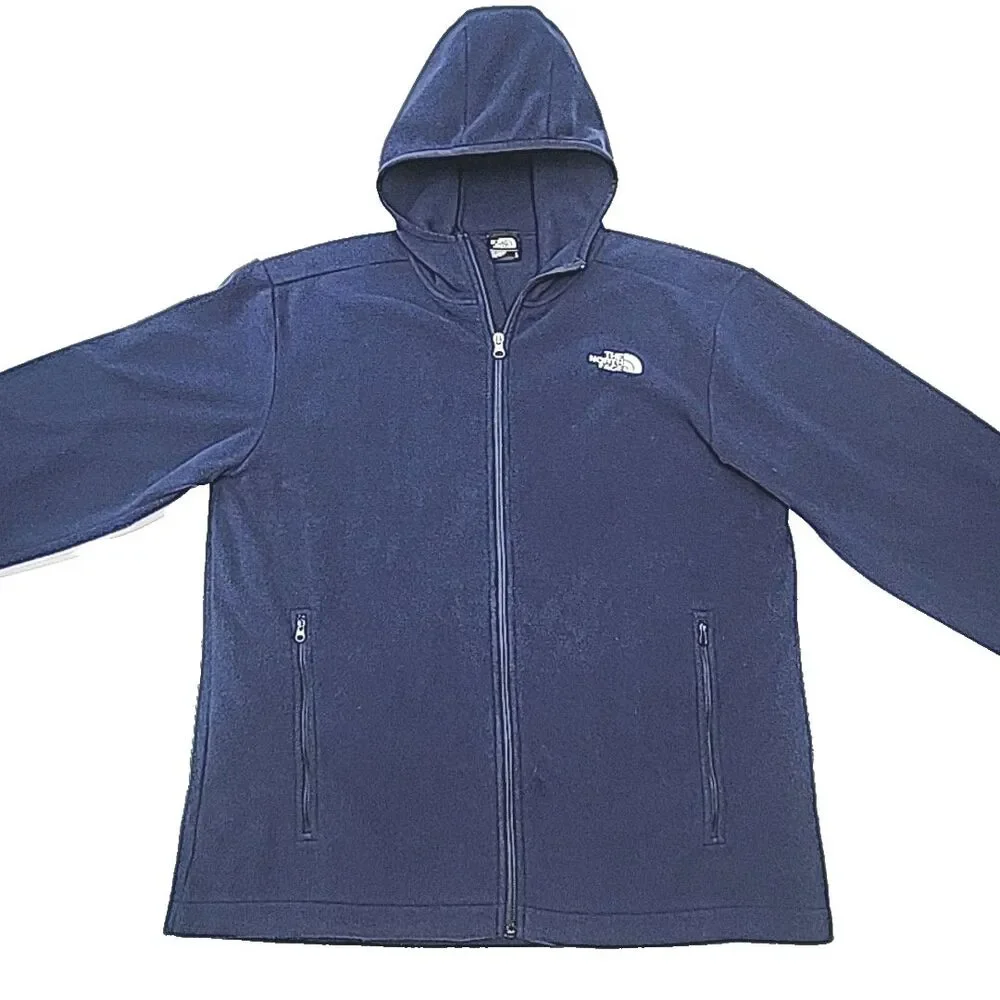 The North Face Hoodie Jacket Full Zip Fleece Blue Men Sz Large Light Sweatshirt